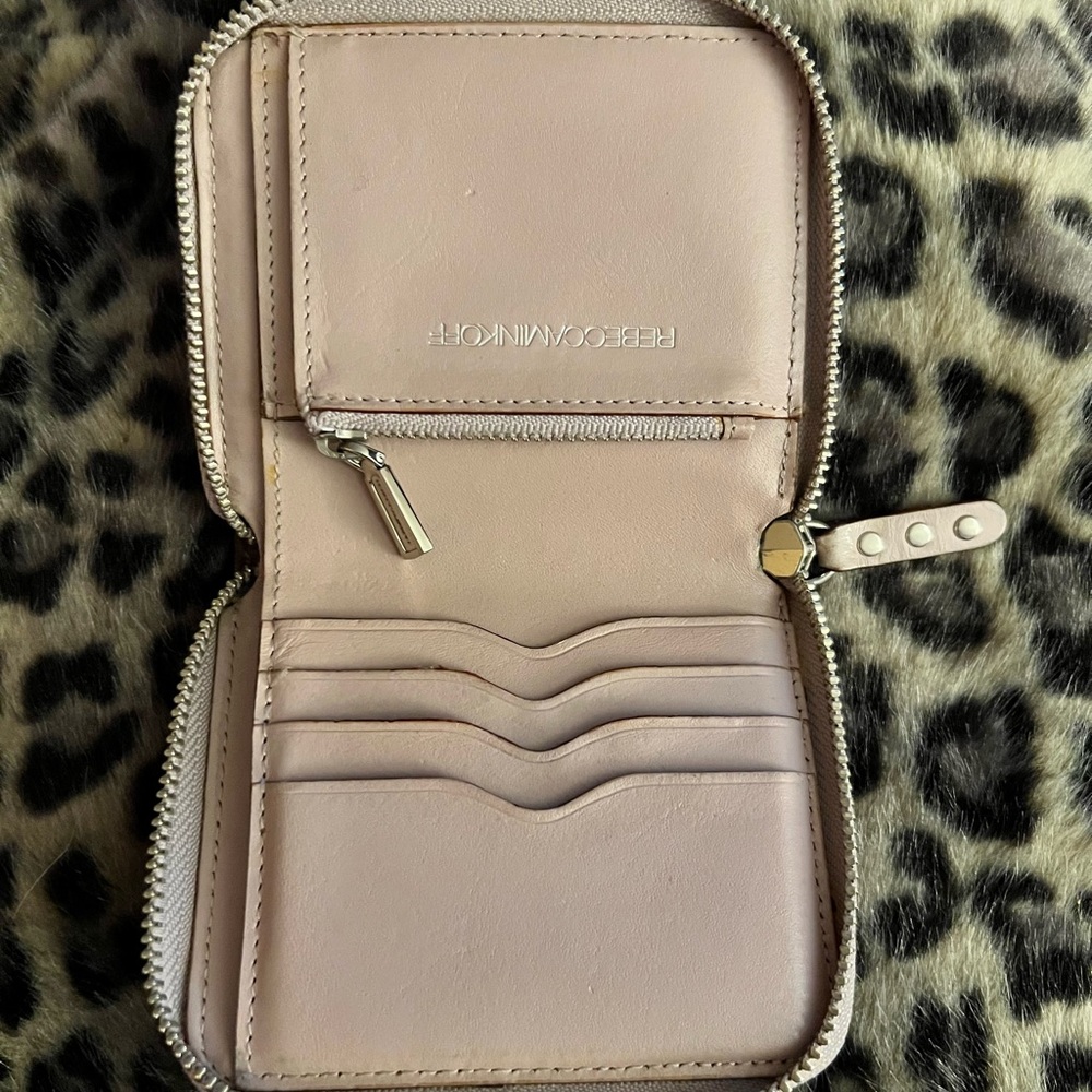 Rebecca Minkoff Leather Pyramid Studded Wallet in light pink/lilac color.. - Picture 4 of 10